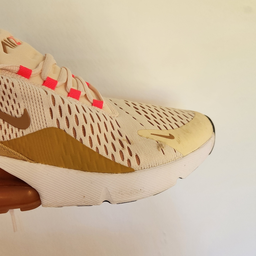 Nike Air Max 270 Pink and Gold Sneakers - Picture 3 of 15